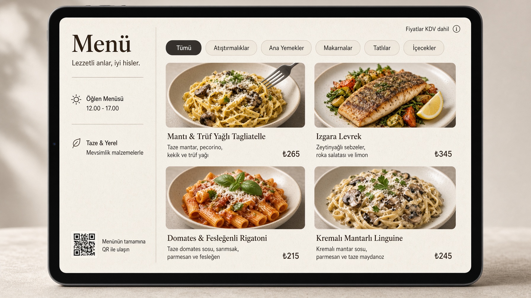 QR menü restorana ne katar, ne katmaz yazı görseli