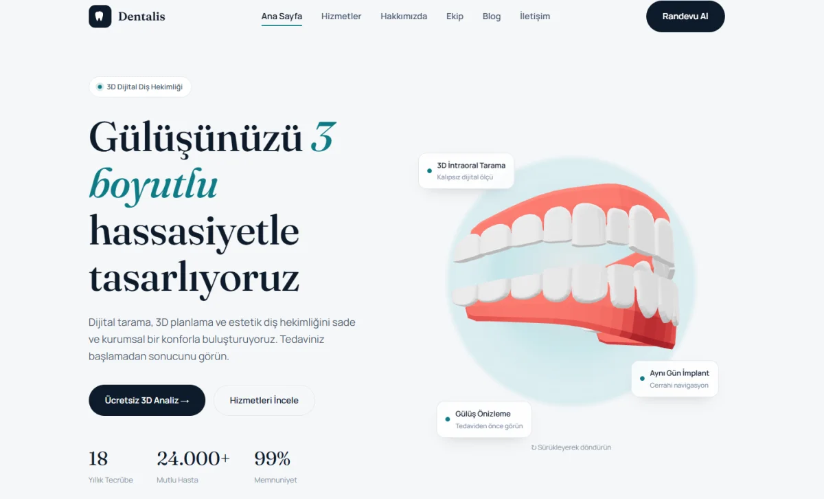 DentPro – 3D Model Entegreli PHP Diş Kliniği Scripti vitrin görseli